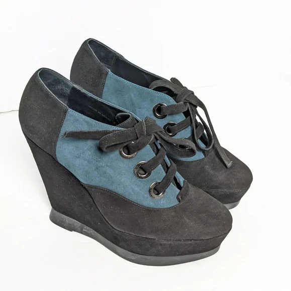 Edmundo Castillo two tone suede wedges - Picture 1 of 16